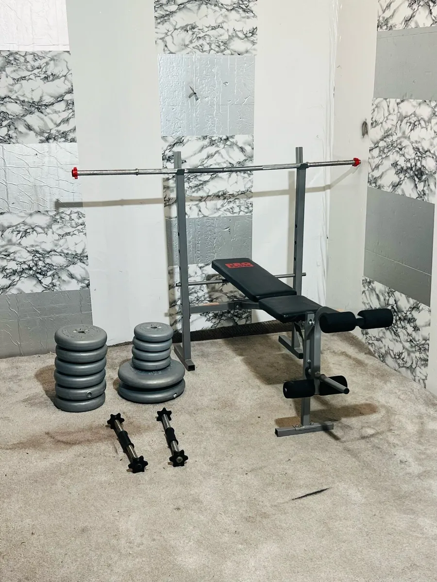 Pro power adjustable bench 60 KG weights barbell+ - Image 4