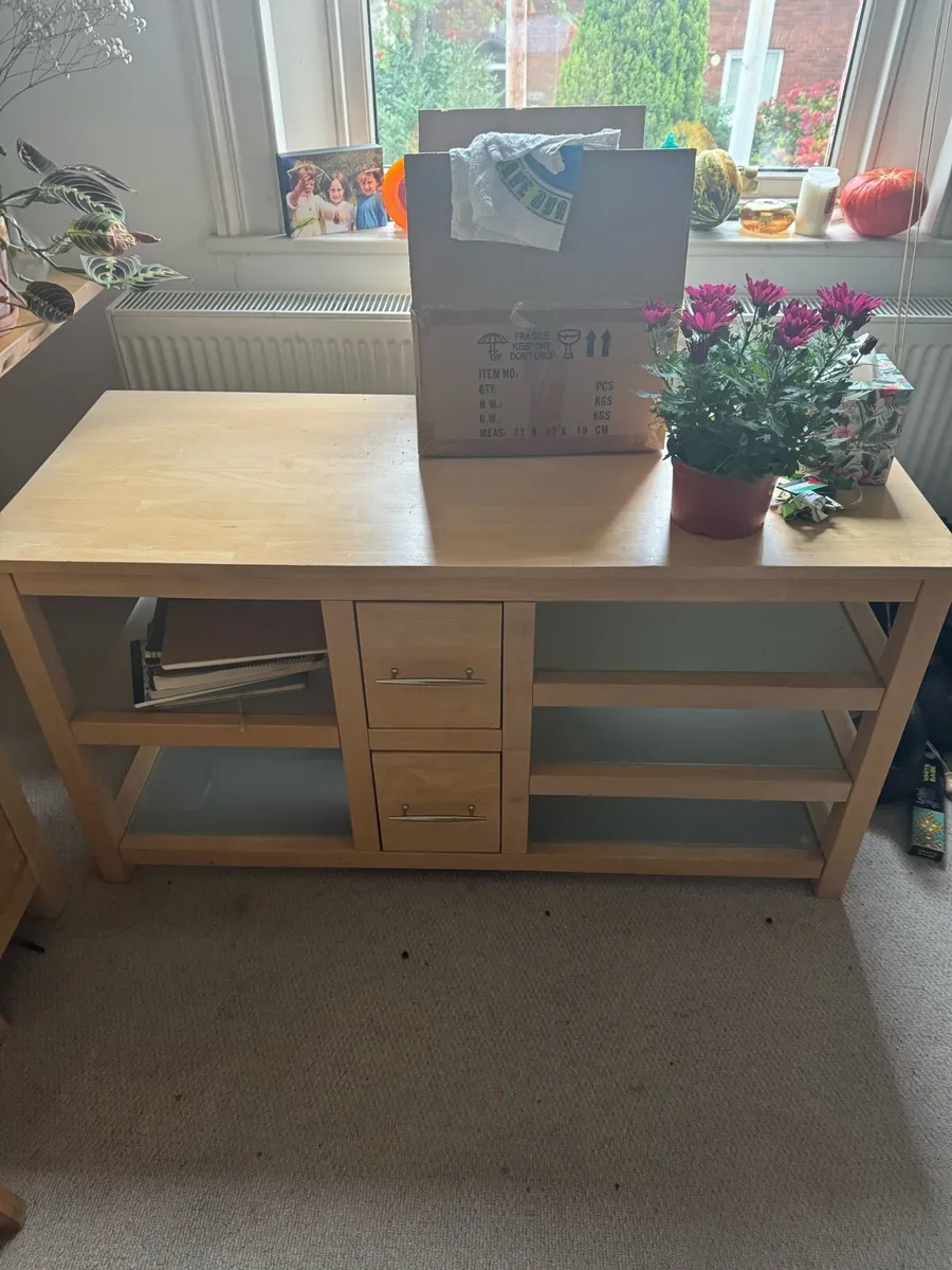 Hardwood TV Stand with glass shelves - Image 1