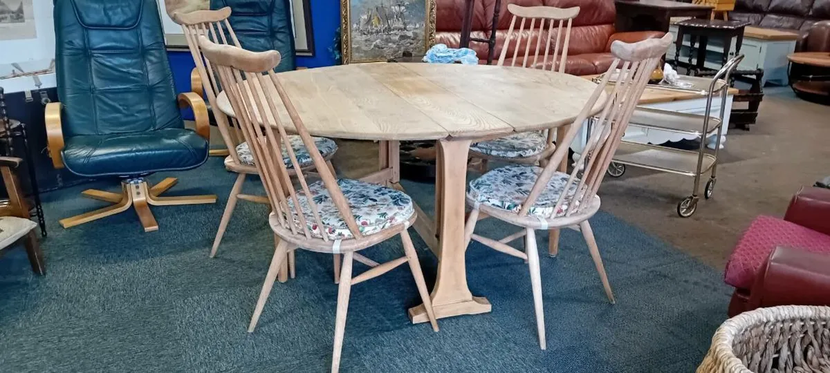 Bleached Ercol Goldsmith Four Seat Dining Set - Image 2