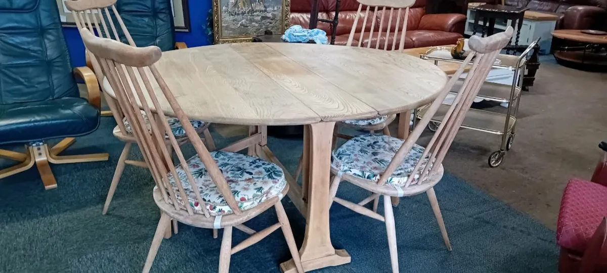 Bleached Ercol Goldsmith Four Seat Dining Set - Image 3