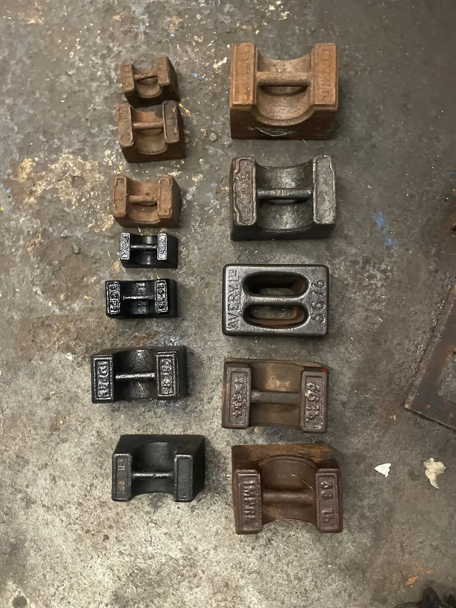 Antique Vintage Cast Iron 56lb Weights - Image 1