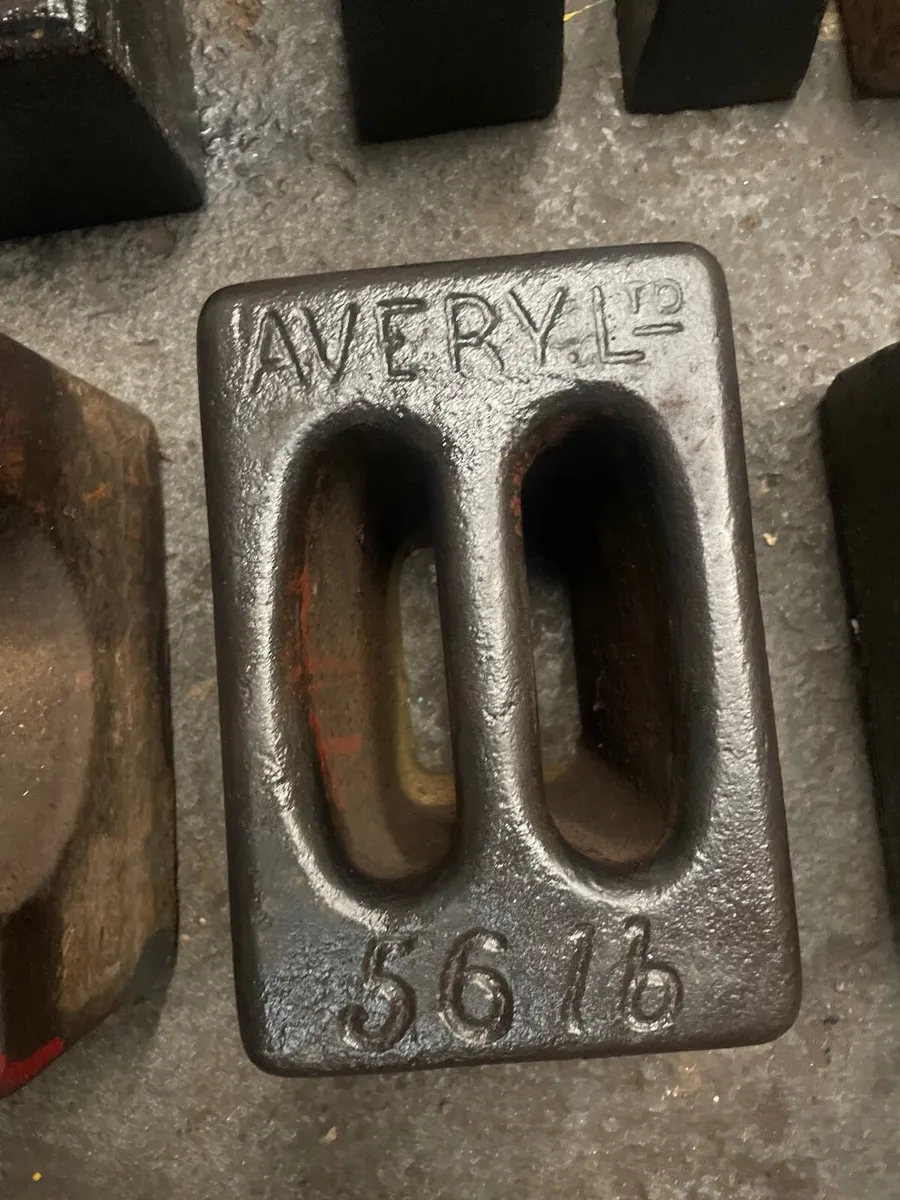 Antique Vintage Cast Iron 56lb Weights - Image 2