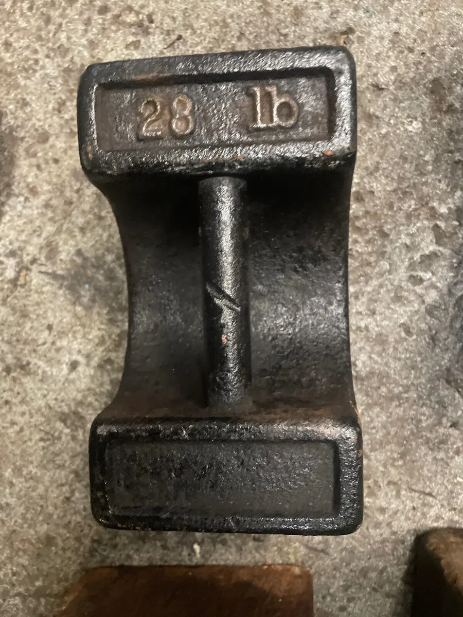 Antique Vintage Cast Iron 56lb Weights - Image 3