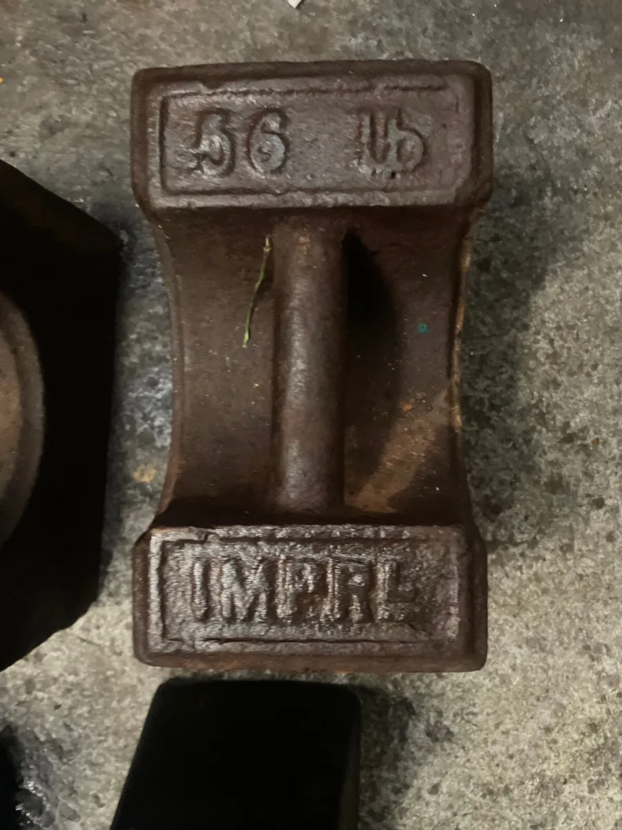Antique Vintage Cast Iron 56lb Weights - Image 4