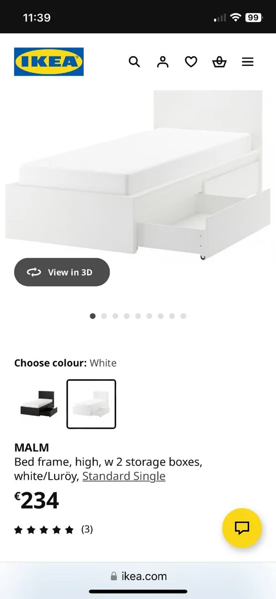 Malm single bed with drawer (oak) - Image 2