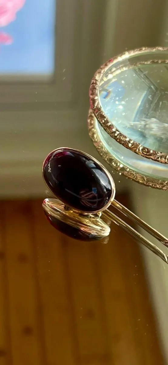 14c Gold Magnifying Glass +Red Garnet Stick Pin. - Image 4