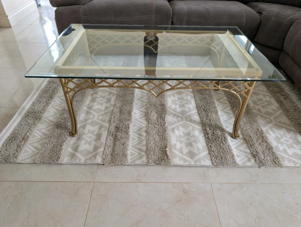 Beautiful glass coffee table gold