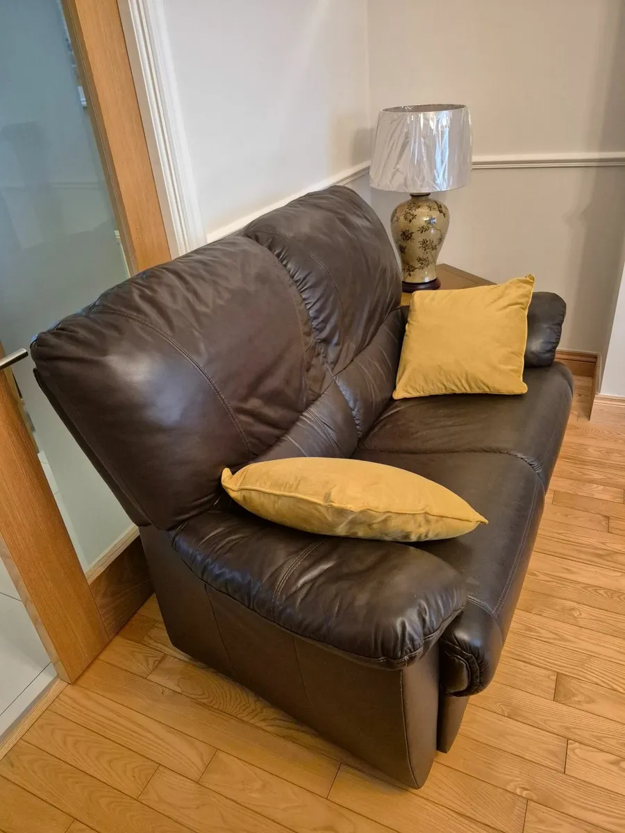 Two Seater Leather Sofa - Image 1