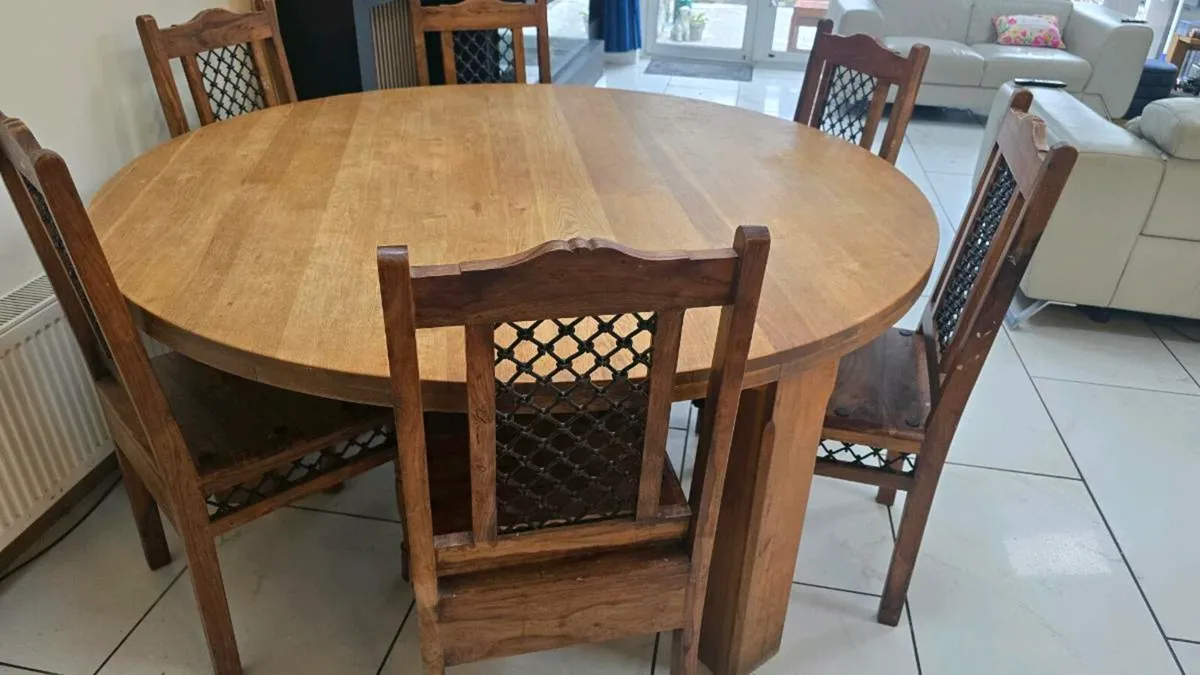 Solid wood table and chairs - Image 1