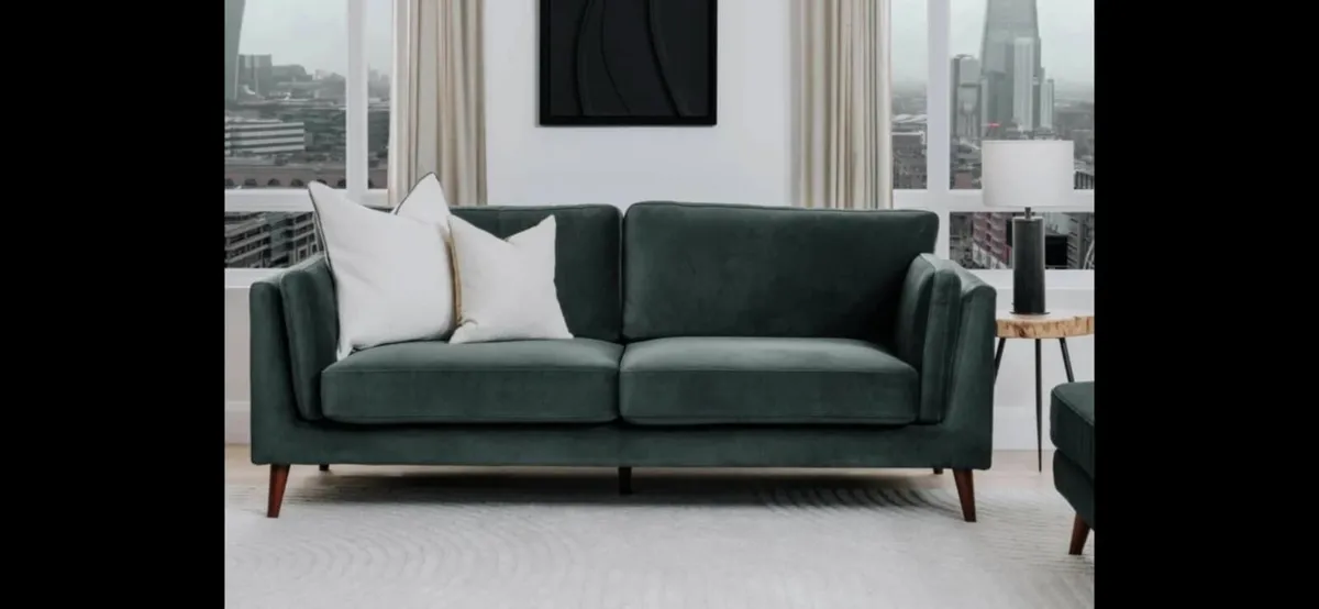 3 seater green velvet sofa - Bellini - Image 1