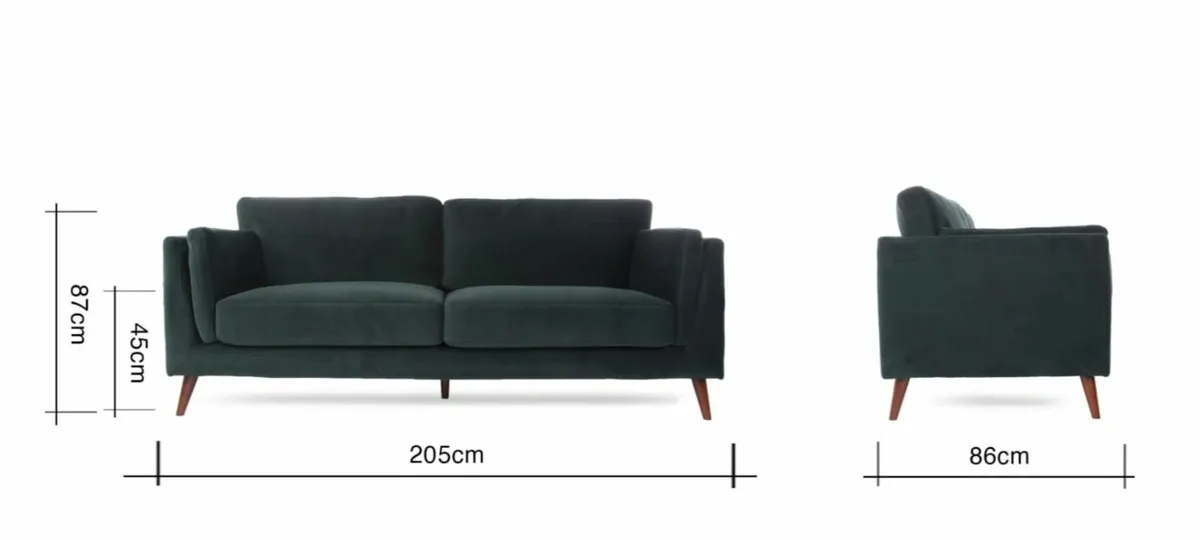3 seater green velvet sofa - Bellini - Image 2