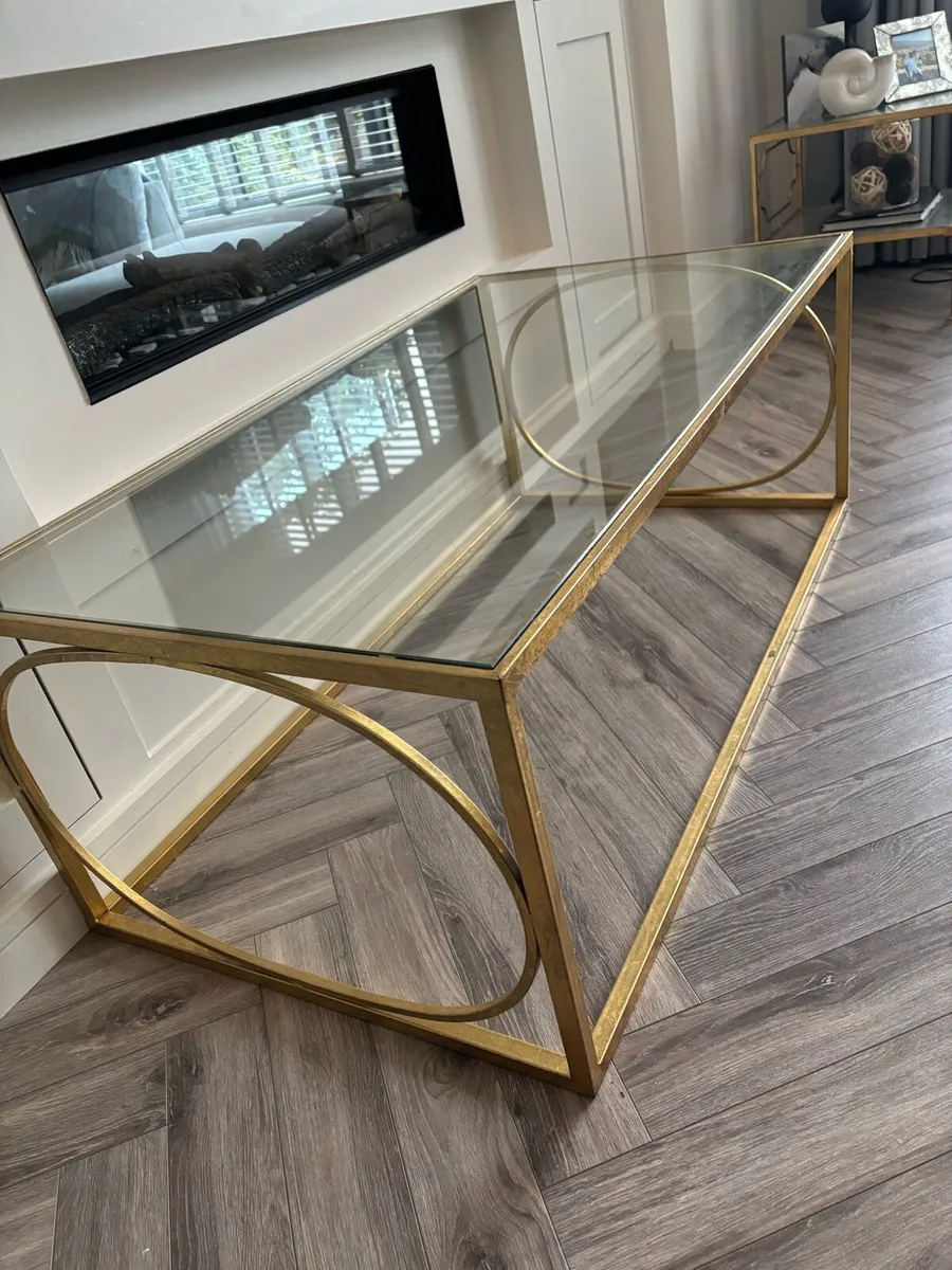 Gold and Glass Coffee Table - Image 1