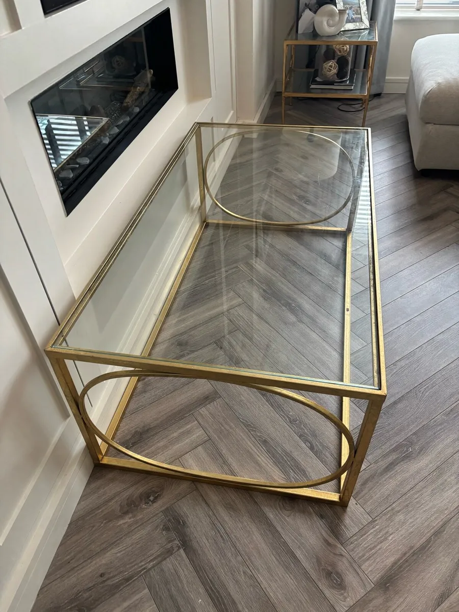 Gold and Glass Coffee Table - Image 2