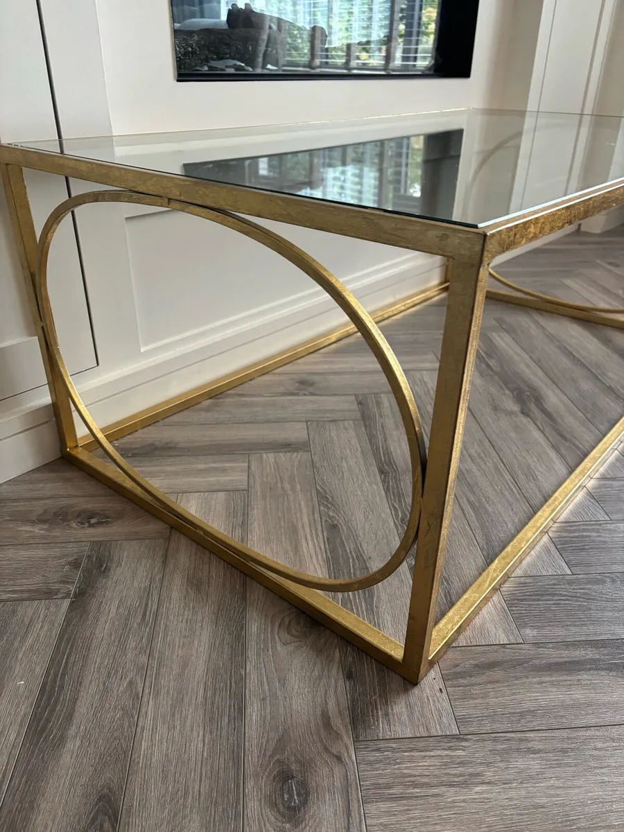 Gold and Glass Coffee Table - Image 3