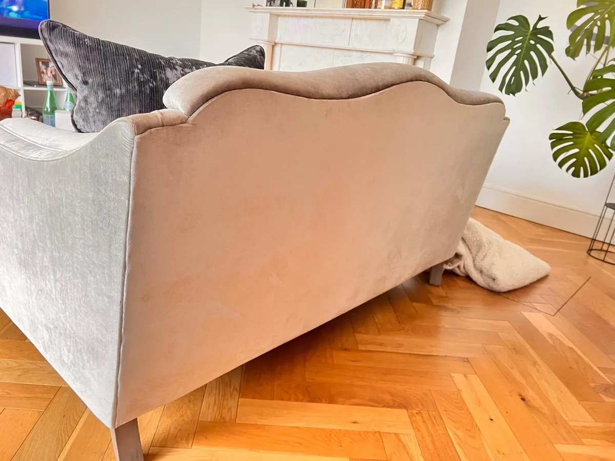Crushed Velvet Grey Couch - Image 4