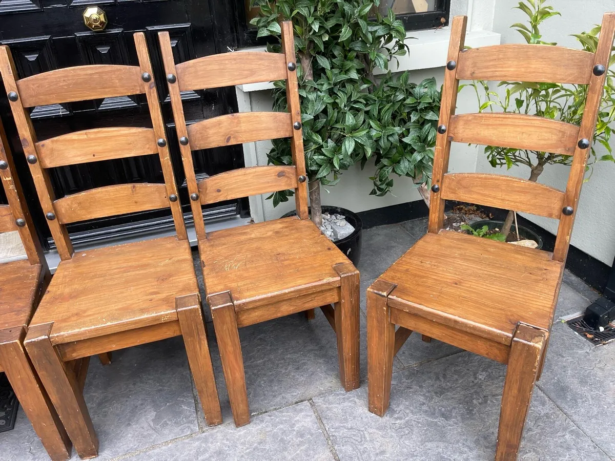6 x Farmhouse Style Wooden Kitchen Dining Chairs - Image 2