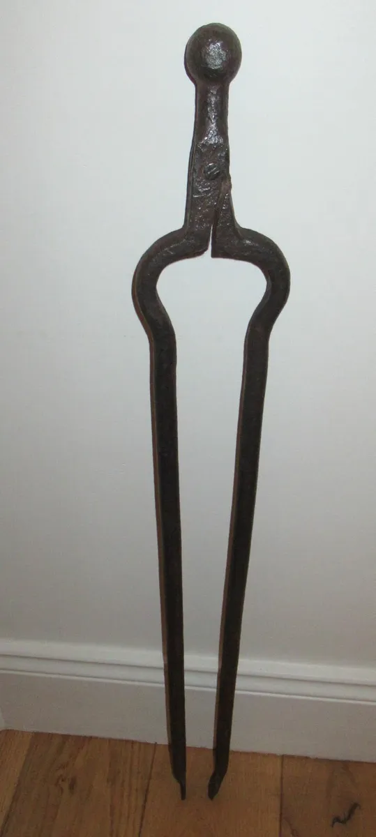 antique wrought iron vintage tongs fire pub - Image 3