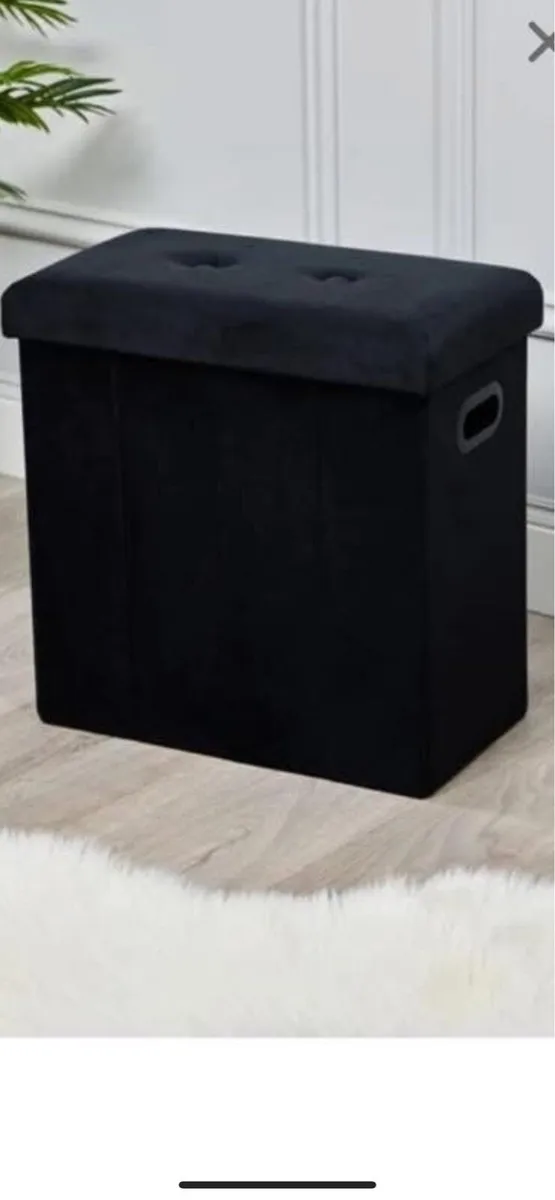 Bedroom solid wood unit & black ottaman - Image 2