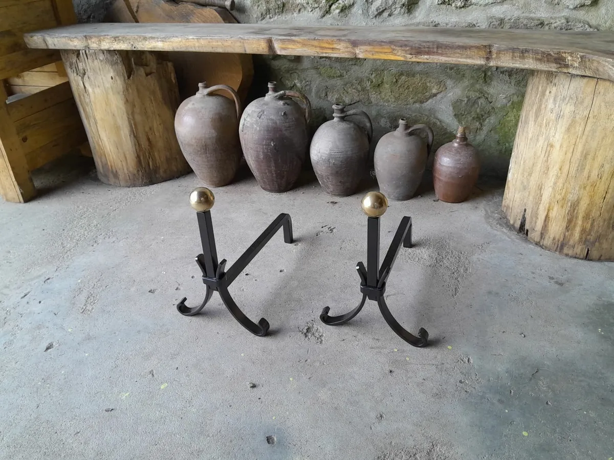 vintage French cast iron fire dogs - Image 2