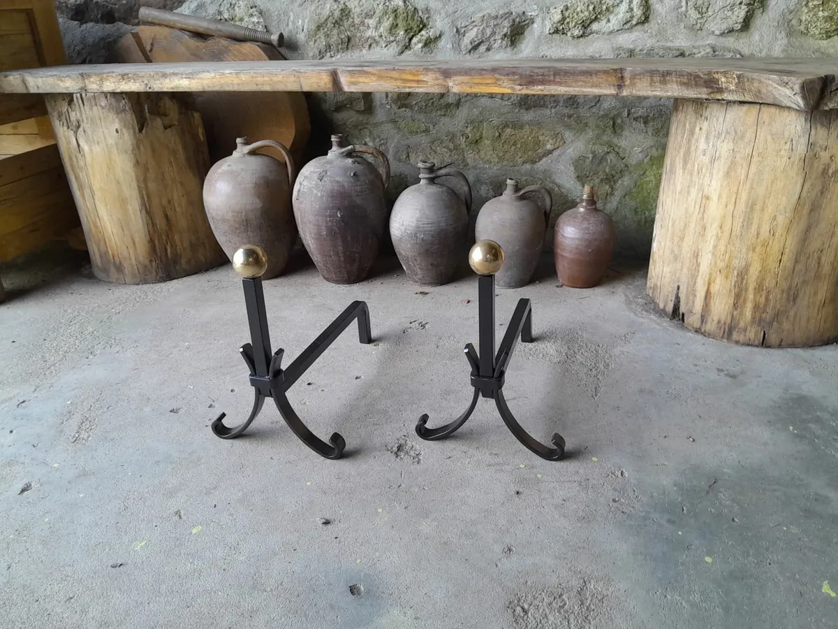 vintage French cast iron fire dogs - Image 3