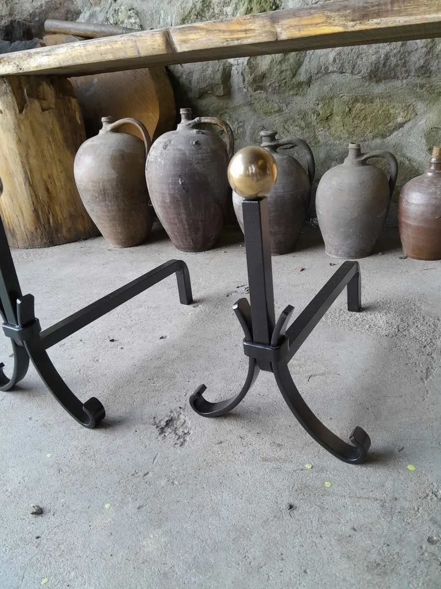 vintage French cast iron fire dogs - Image 4