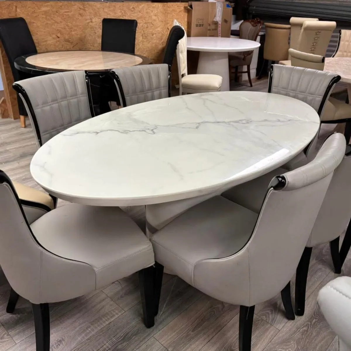 1.6m Kitchen Dining Table With 6 Chairs - Image 3