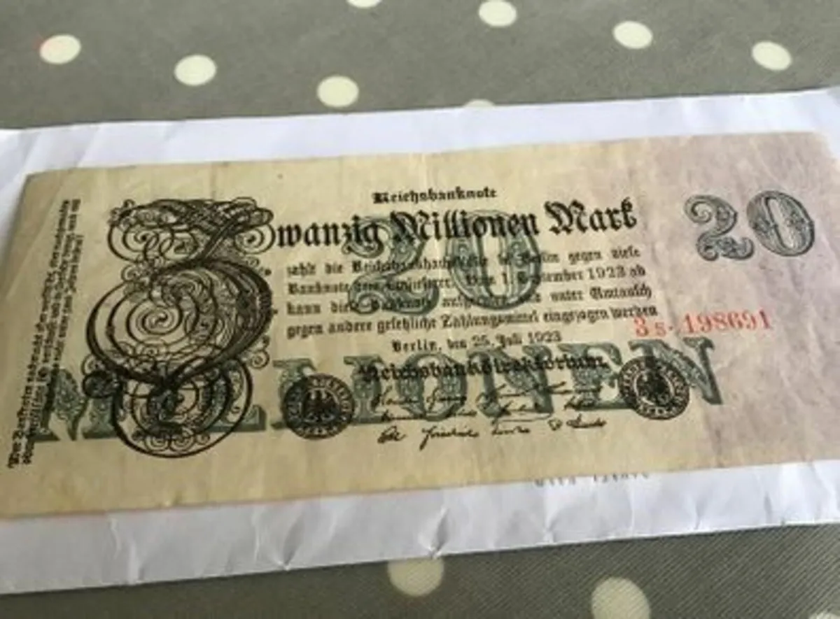 Rare 1923 German Banknote Zwanzig  Million Mark