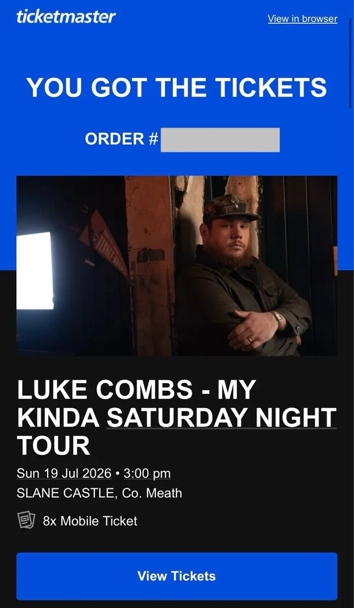 Luke Combs tickets - Slane 19th July x8