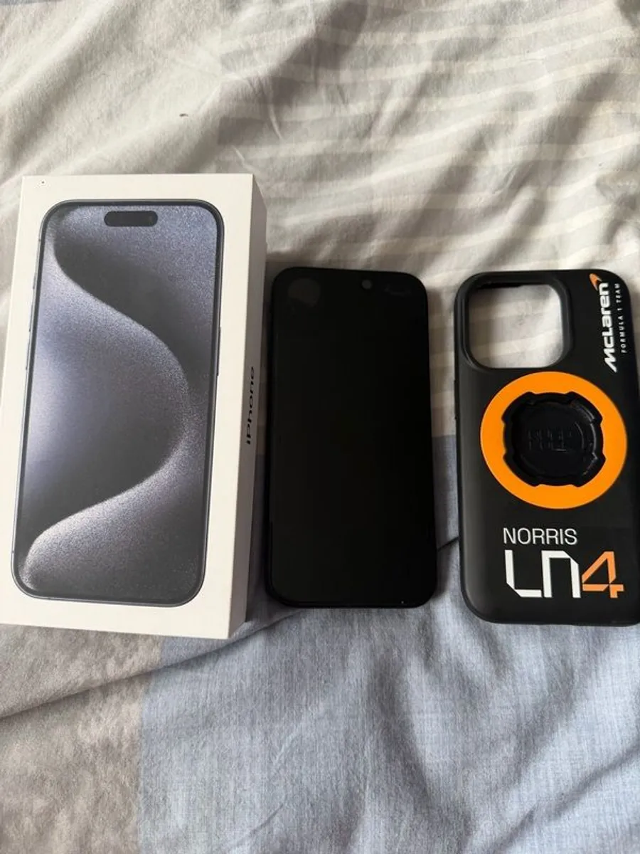Iphone15 pro unlocked with cover and privacy screen protector - Image 4