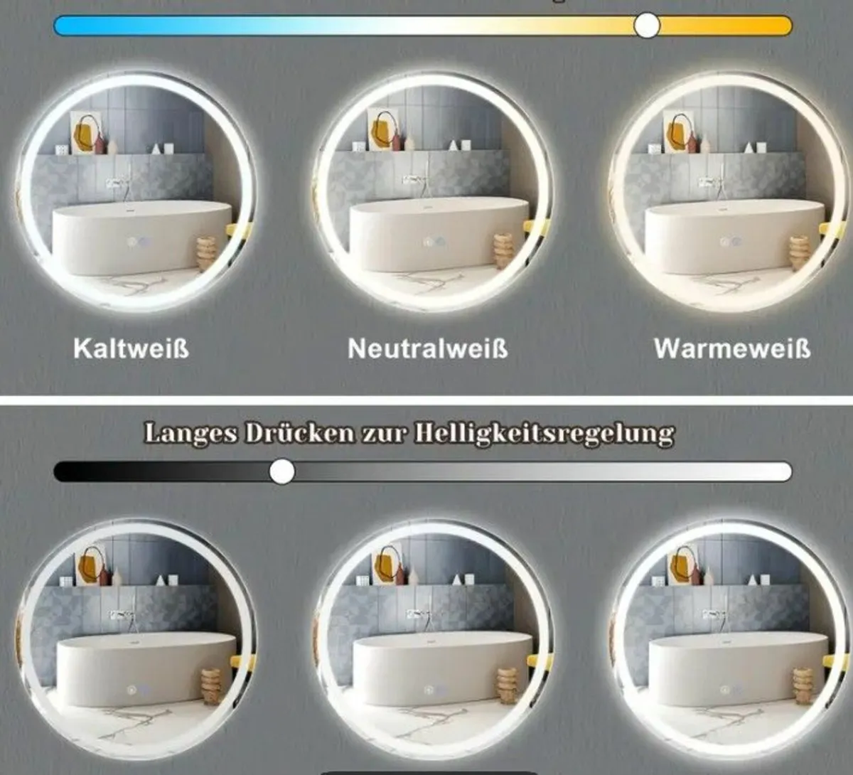 Bathroom Mirror LED Round Anti Fog - Image 4