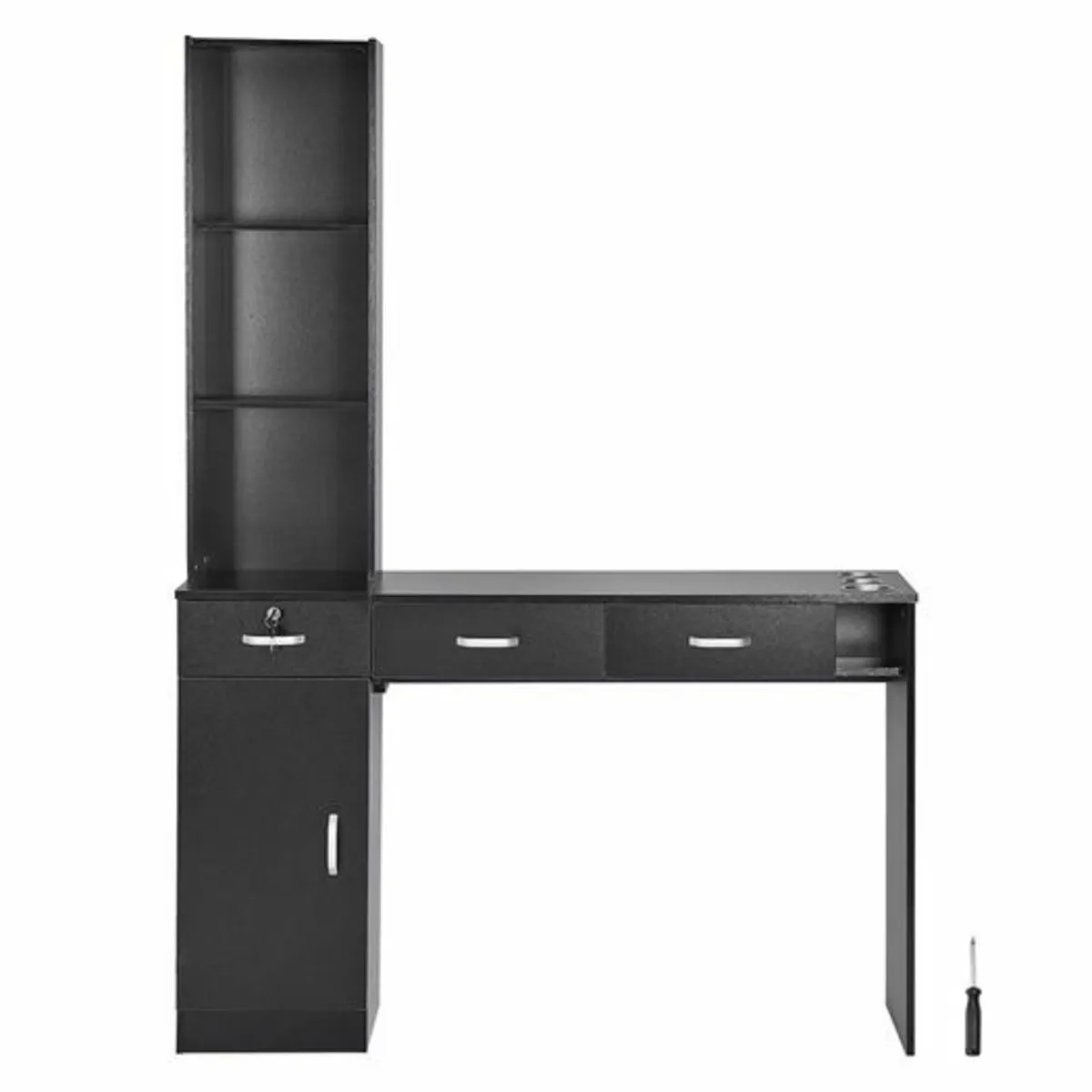 Salon Station Unit Matte Black with Storage & Heat - Image 3
