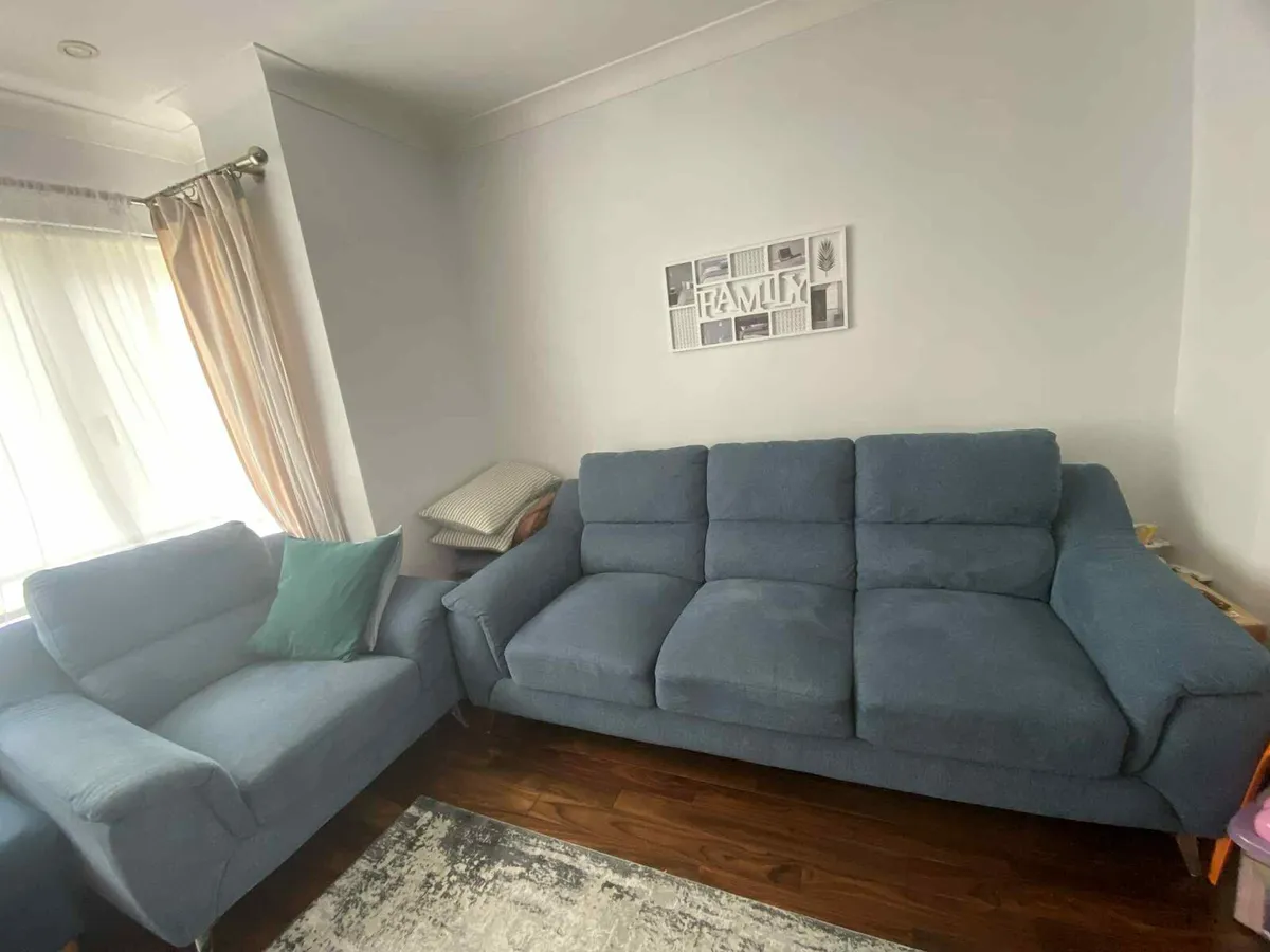 3 seater couch with armchair and footstool - Image 1
