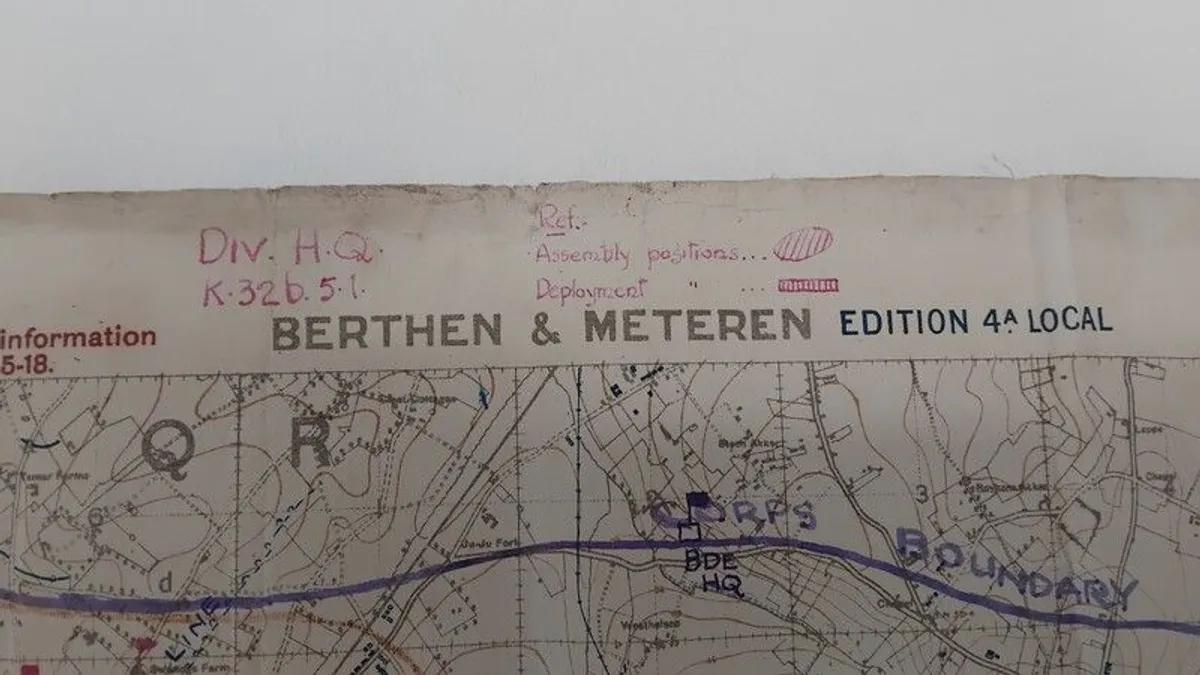 Antique first world war trench map - Image 3