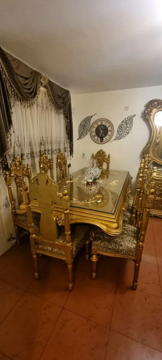 Antique Dining Table with 8 Italian Chairs - Image 1