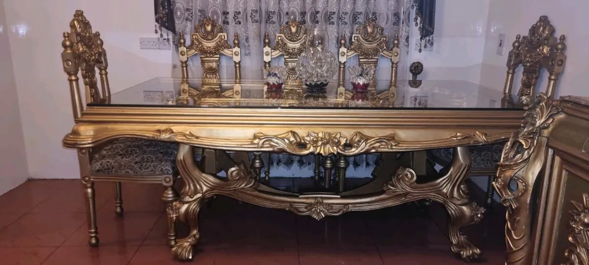 Antique Dining Table with 8 Italian Chairs - Image 3