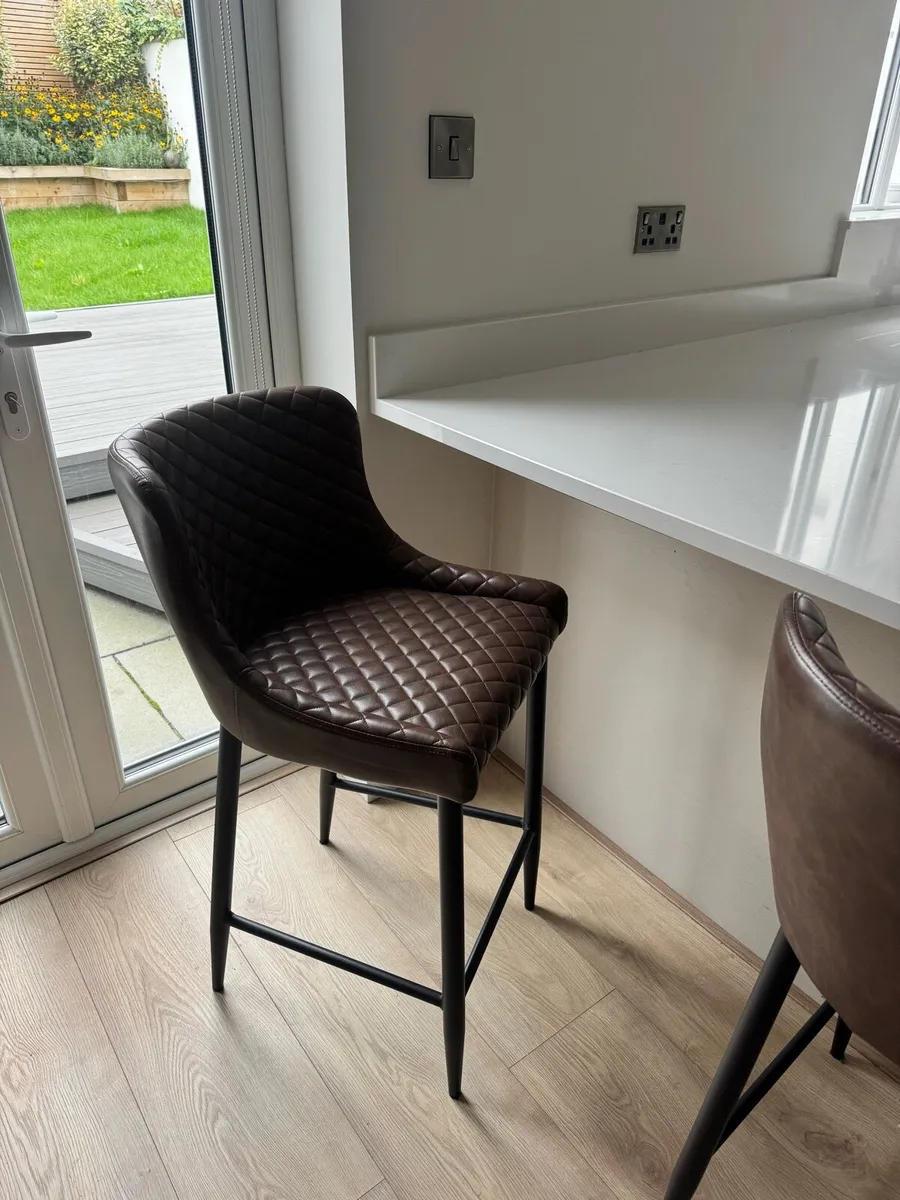 Brown Faux-Leather Bar Stool - Image 2