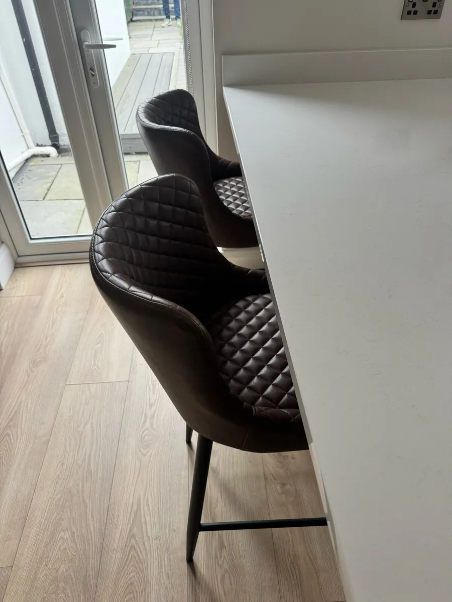 Brown Faux-Leather Bar Stool - Image 3