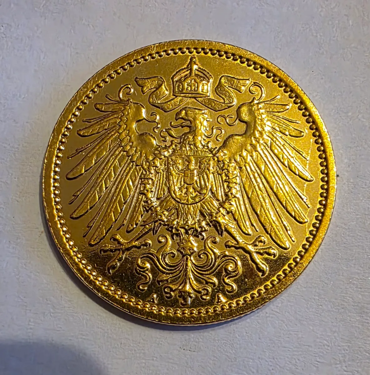 1914 gold plated german 1 mark - Image 2