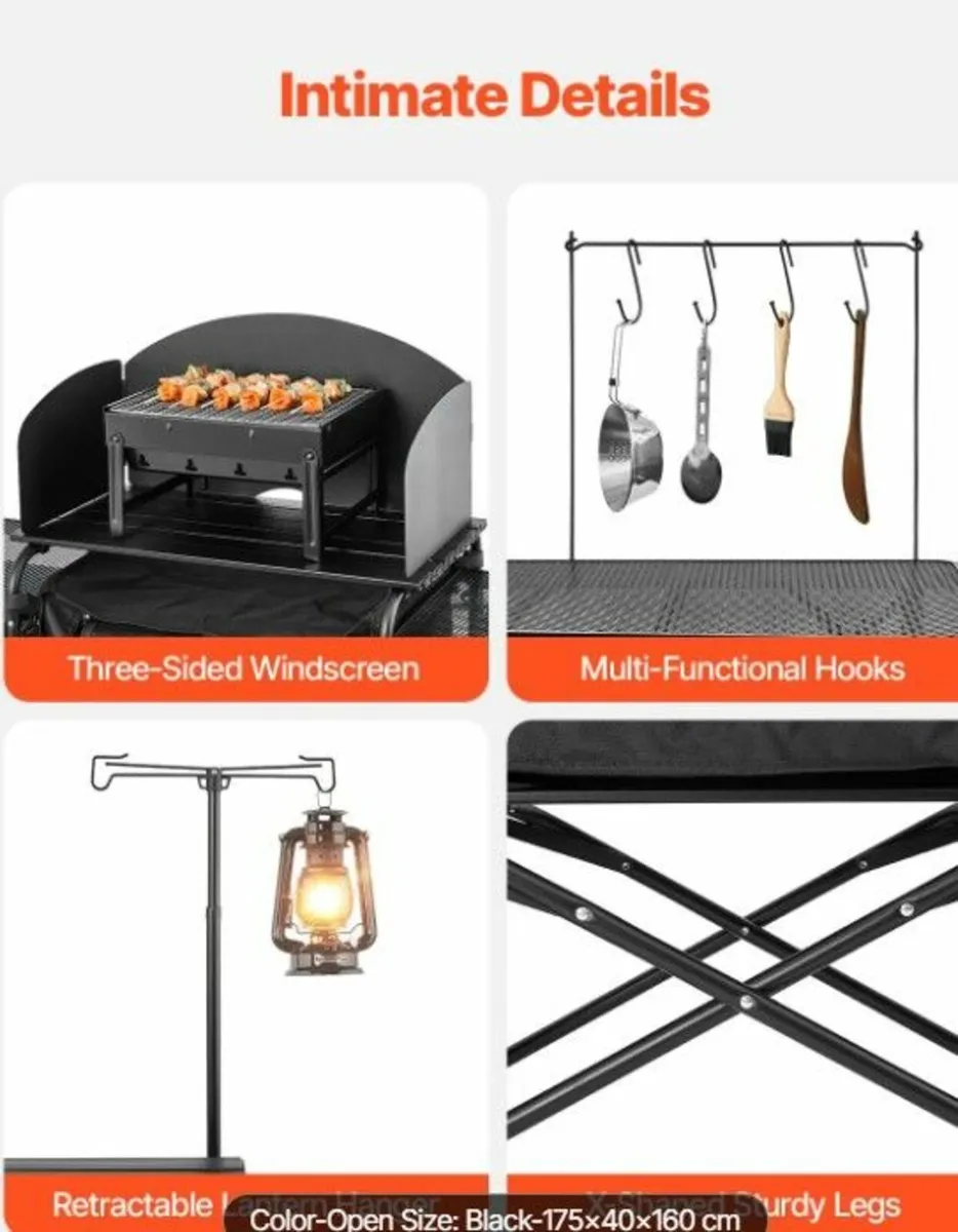 Camping Kitchen Table, Folding Outdoor Cooking Tab - Image 1