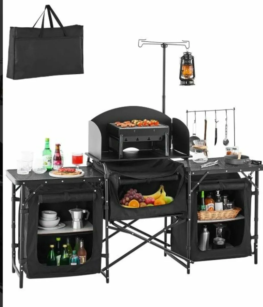 Camping Kitchen Table, Folding Outdoor Cooking Ta - Image 1