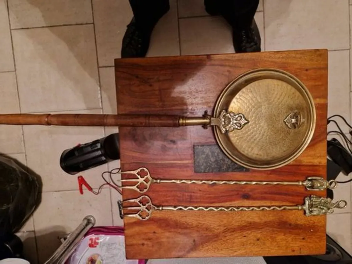 Brass PAN and FORKS SET from Holland - Image 2