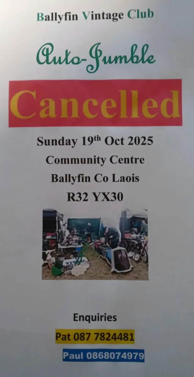 CANCELLED Auto jumble 19th Oct Ballyfin - Image 2