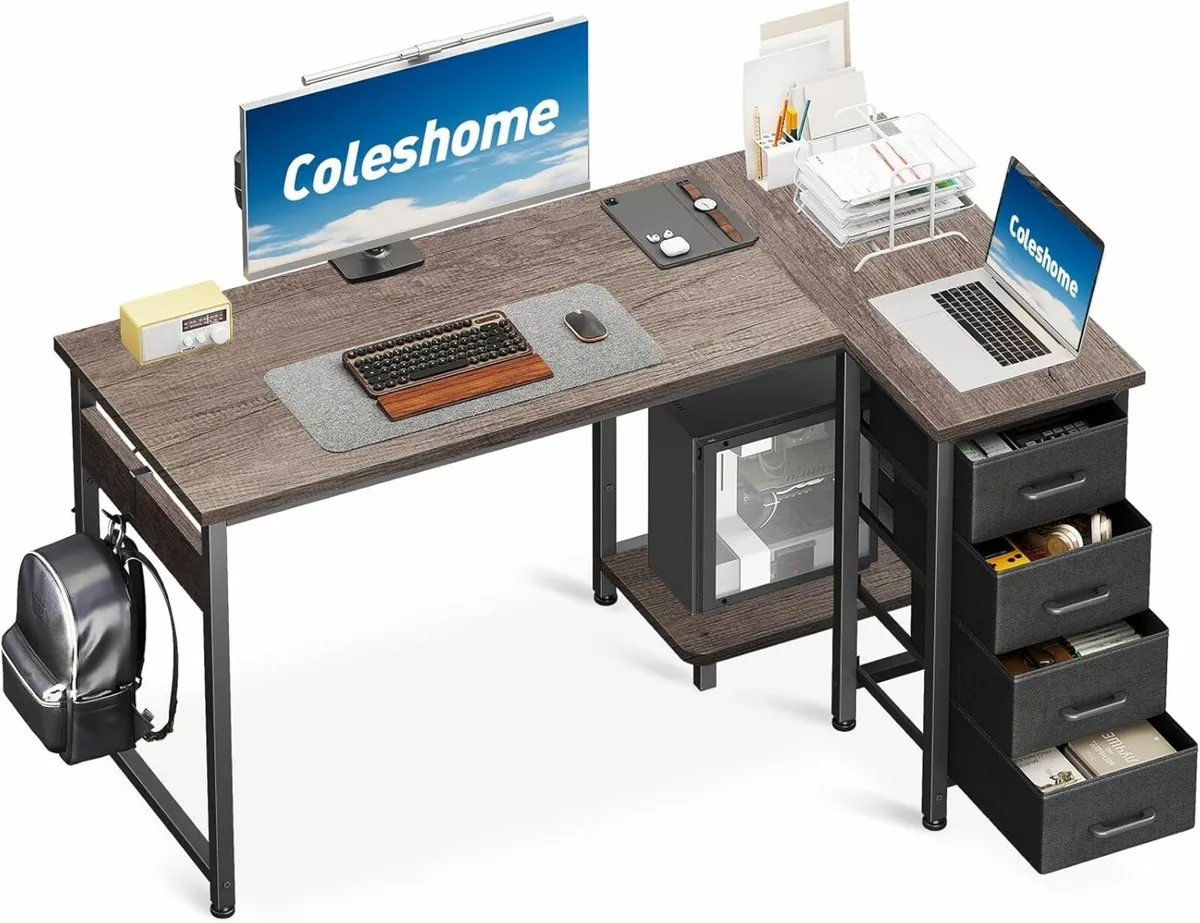Computer Desk Home Office Drawers 120x70 cm Grey - Image 3