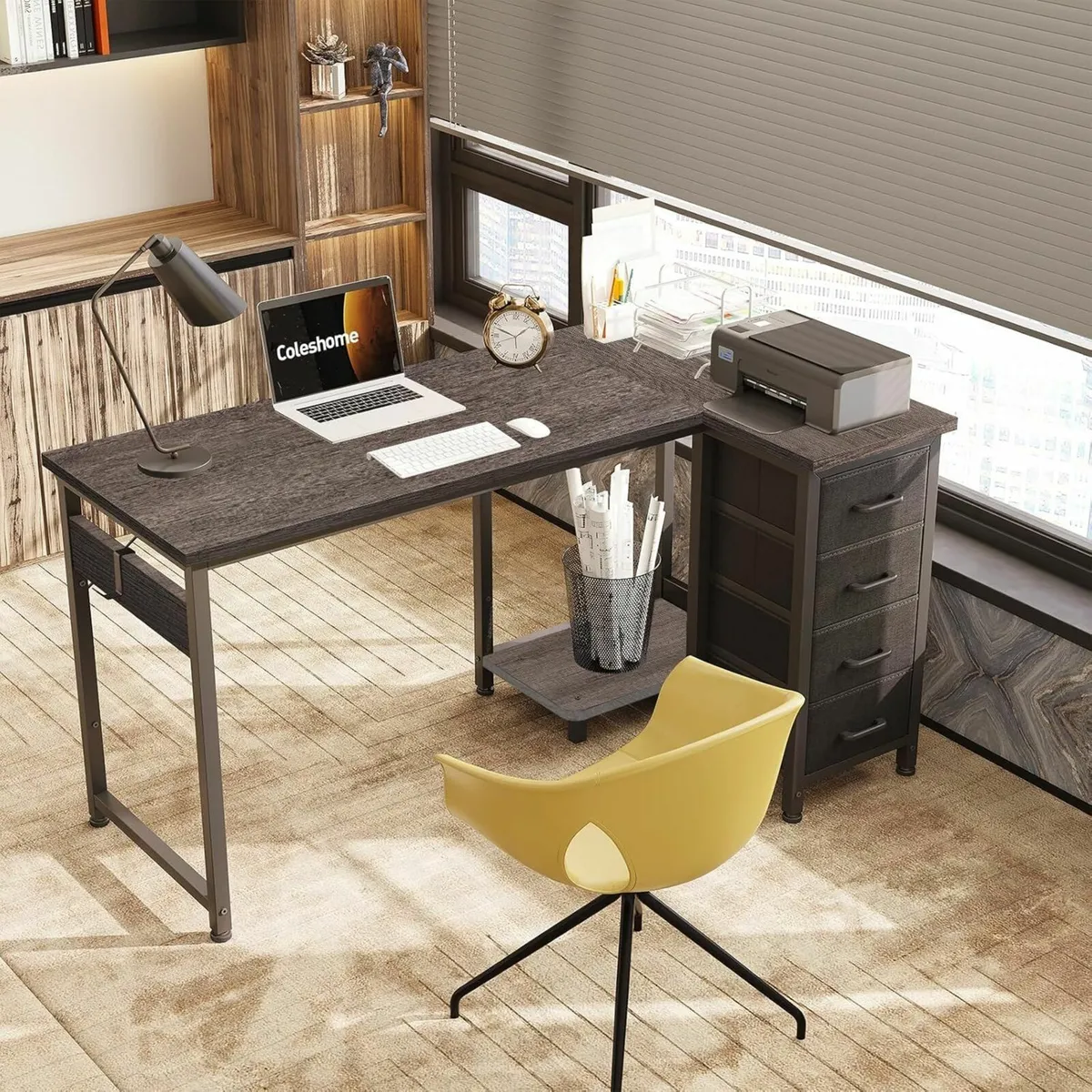 Computer Desk Home Office Drawers 120x70 cm Grey - Image 1