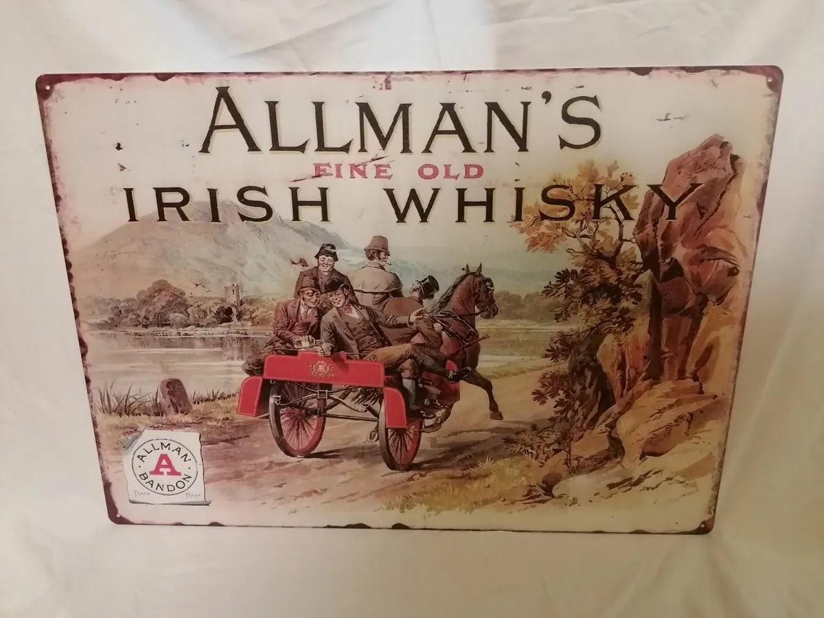 Vintage Style Allman's Whiskey Bandon Metal Sign - Image 1