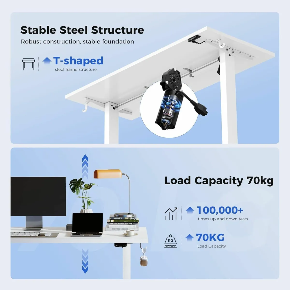 Electric Standing Desk Office 120x60cm Adjustable - Image 2