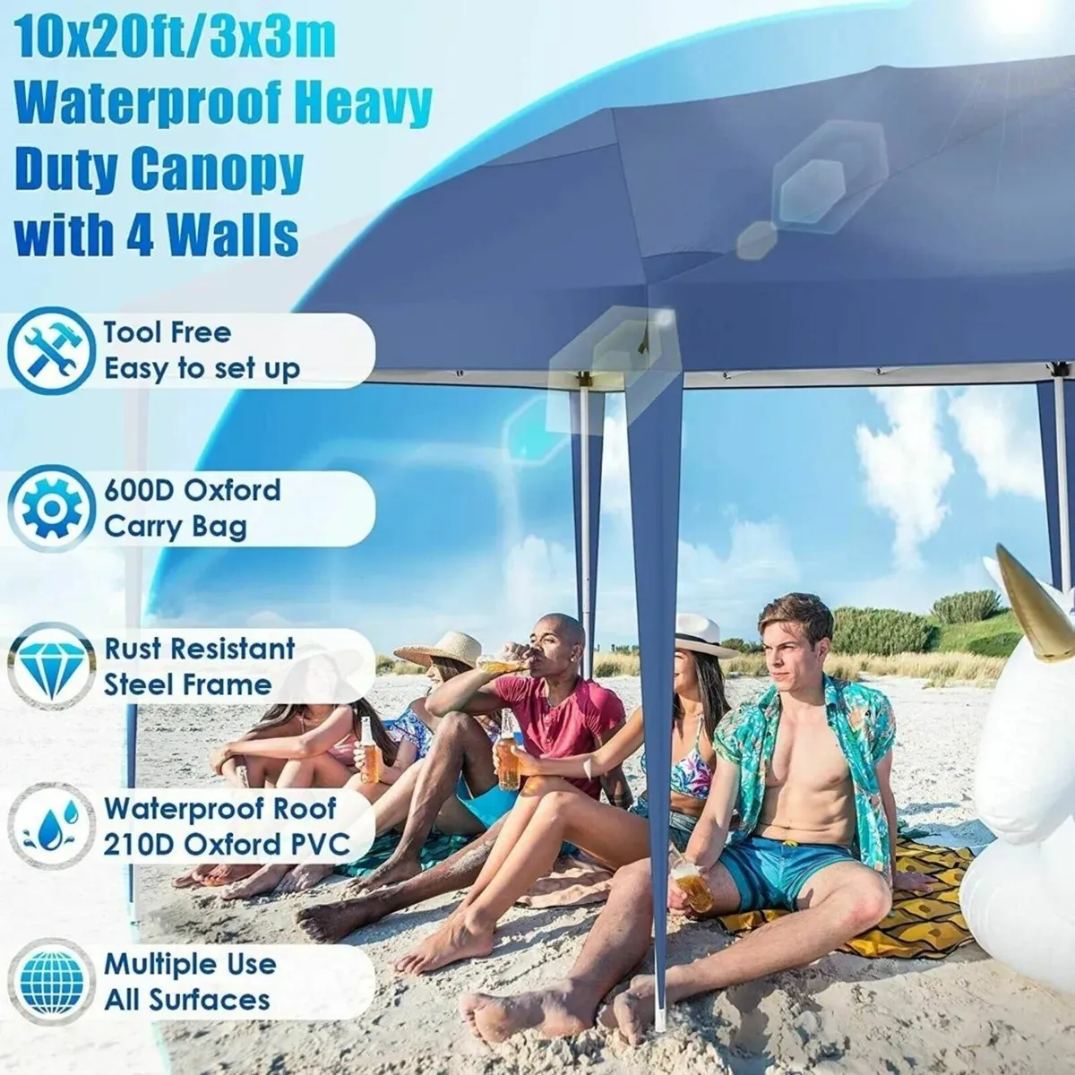 Gazebo 3x6m Waterproof Folding Pop-Up Tent - Image 4