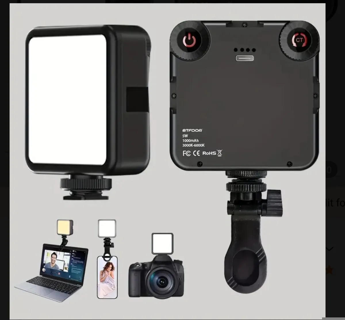 📸 BTOOR LED Photography Light – Brand New with Ca - Image 1
