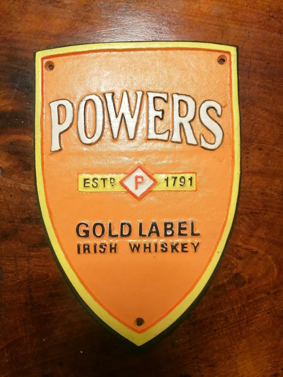 Cast Iron Power's Whiskey Crest Hand-Painted - Image 1