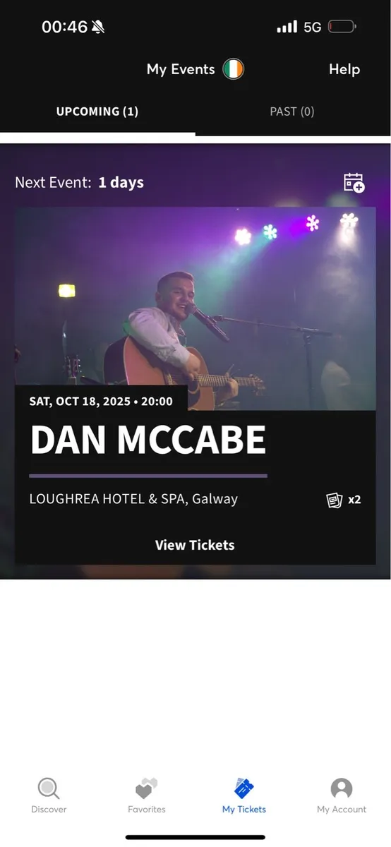 2x Dan McCabe tickets 18th oct LOUGHREA